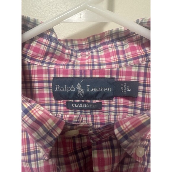 Men’s Ralph Lauren Blue Green Pink Plaid Long Sleeve Button Up Shirt Sz L Large - Picture 3 of 5